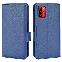 Etui en PU texture litchi, fermoir magnétique double, anti-chocs avec support, bleu foncé pour votre Ulefone Note 12P