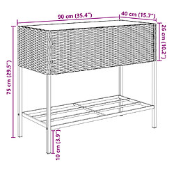 vidaXL Jardinières avec étagère 2 pcs brun 90x40x75 cm résine tressée pas cher