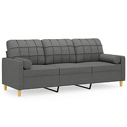 Maison Chic Canapé 3 places avec oreillers,Sofa de Salon,Canapé droit gris foncé 180 cm tissu -GKD267045