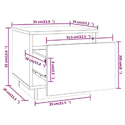 vidaXL Table de chevet Noir 35x34x32 cm Bois de pin solide pas cher