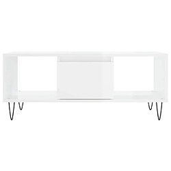 Maison Chic Table basse,Table Console Table d'appoint, Table pour salon Blanc brillant 90x50x36,5 cm Bois d'ingénierie -MN74347 pas cher