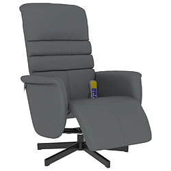 vidaXL Fauteuil inclinable de massage repose-pieds gris similicuir