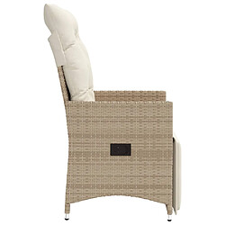 Acheter vidaXL Chaise inclinable de jardin avec coussins beige résine tressée