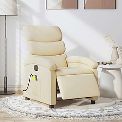 vidaXL Fauteuil inclinable de massage électrique crème tissu