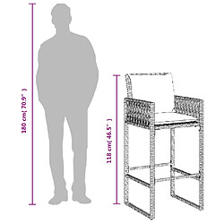 vidaXL Tabourets de bar jardin coussins lot de 2 marron résine tressée pas cher