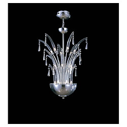 Luminaire Center Suspension Jasper rond 18 Ampoules chrome poli/cristal