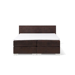 Beliani Lit boxspring en cuir PU marron 180 x 200 cm PRESIDENT pas cher