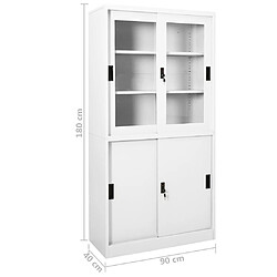 vidaXL Armoire de bureau et porte coulissante Blanc 90x40x180 cm Acier pas cher