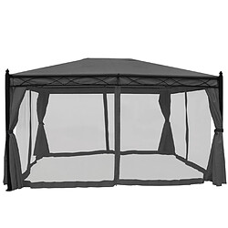 Avis Decoshop26 Pergola pavillon gazebo de jardin cadre stable de 7cm avec paroi latérale + moustiquaire gris 4x3m 04_0004090