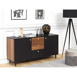 Beliani Commode noire et bois foncé KURO