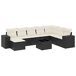 Maison Chic Salon de jardin 9 pcs avec coussins | Ensemble de Table et chaises | Mobilier d'Extérieur noir résine tressée -GKD58876