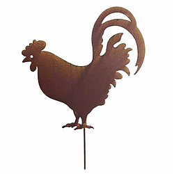 L'Héritier Du Temps Poule ou Coq sur Pic Silhouette de Jardin Plaque en Métal Marron 0,5x30x42,5cm