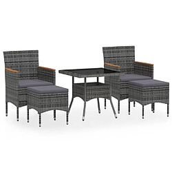 Maison Chic Meubles à dîner jardin 5pcs,Mobilier d'extérieur Résine tressée et verre trempé Gris -GKD989852