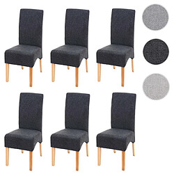 Mendler Lot de 6 chaises de salle à manger Latina, chaise de cuisine, tissu/textile certifié MVG ~ gris foncé, pieds clairs