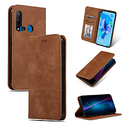 Wewoo Housse Coque Étui en cuir à rabat horizontal magnétique rétro Skin Feel Business pour Huawei P20 Lite 2019 / Nova 5i marron