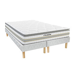 Vente-Unique Ensemble 180 x 200 cm sommier + matelas ressorts ensachés et surmatelas intégré ép.29cm - CANTERBURY de YSMÉE