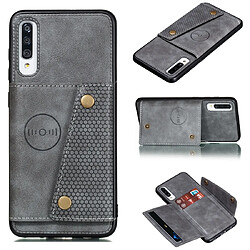 Wewoo Coque Rigide Pour Galaxy A70s Etui de protection magnétique antichoc en PU + TPU avec fentes cartes Gris