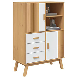 Avis vidaXL Buffet haut OLDEN blanc marron 85x43x125 cm bois massif de pin