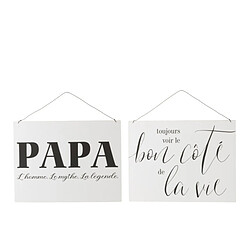 Dansmamaison Pancarte Textes Anglais Life Dad Metal Blanc/Noir Assortiment De 2