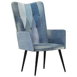 vidaXL Chaise à oreilles Denim patchwork Toile