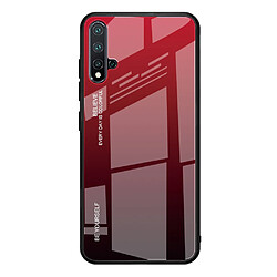 Wewoo Coque Pour Huawei Nova 5 / Nova 5 Pro étui en verre de couleur dégradée rouge