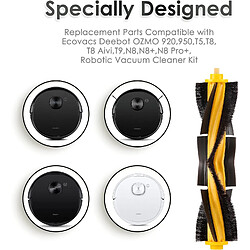 Avis INF Accessoires de brosses principales pour Ecovacs Deebot OZMO 920, 950, T5, T8 Black+Yellow