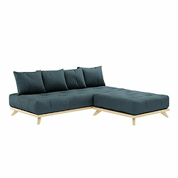 Avis Inside 75 Canapé convertible futon SENZA pin naturel coloris bleu pétrole couchage 90 cm.