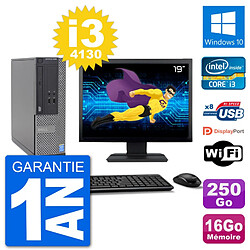 PC Dell 3020 SFF Ecran 19" i3-4130 RAM 16Go Disque 250Go Windows 10 Wifi - Occasion