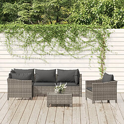 Maison Chic Salon de jardin 6 pcs + coussins - Mobilier/Meubles de jardin - Table et chaises d'extérieur Gris Résine tressée -MN52793