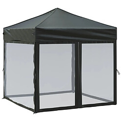 vidaXL Tente de réception pliable avec parois Noir 2x2 m