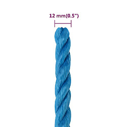 vidaXL Corde de travail Bleu 12 mm 50 m Polypropylène pas cher