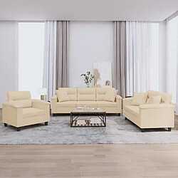 Maison Chic Ensemble de canapés 3 pcs avec coussins, Canapé droit Sofa pour Salon Crème Tissu microfibre -GKD353715