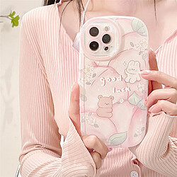 GUPBOO Étui pour iPhone13ProMax Pêche ours lapin mignon étui de téléphone portable dessin animé silicone anti-chute