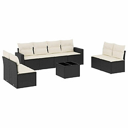 Maison Chic Salon de jardin 9 pcs avec coussins | Ensemble de Table et chaises | Mobilier d'Extérieur noir résine tressée -GKD68903