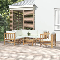 Maison Chic Salon de jardin 7 pcs + coussins - Mobilier/Meubles de jardin - Table et chaises d'extérieur blanc crème bambou -MN16181