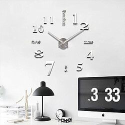 DIY Horloge Murale, silencieux 3D Miroir Surface Autocollants Quartz Grande Horloge Murale Sans Cadre Montre Home Office École Suspendus Analogique pas cher