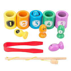 3 dans 1 Jeu de Pêche pour Enfants En Bois Jouets de Pêche Magnétique de Pêche Couleur de Tri Jeu Éducatif Jouets pour Garçons Filles 3 4 5 Ans