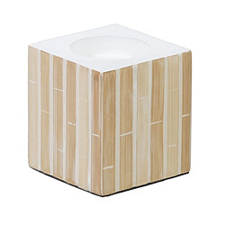 BigBuy Home Bougeoir Beige Bambou Bois MDF 10,5 x 10,5 x 10,5 cm