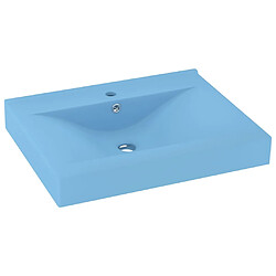 vidaXL Lavabo avec trou de robinet Bleu clair mat 60x46 cm Céramique