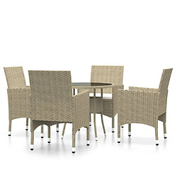 Salle à manger de jardin 5 pcs,Table et chaise à dîner Résine tressée Beige -MN76433