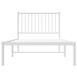 Acheter vidaXL Cadre de lit métal sans matelas avec tête de lit blanc 90x200cm