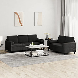 Maison Chic Ensemble de canapés 2 pcs avec coussins, Canapé droit Sofa pour Salon noir velours -GKD927308