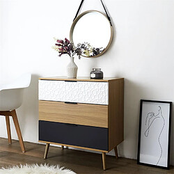 The Home Deco Factory Commode 3 tiroirs modèle Sven - H. 80 cm. - Bois