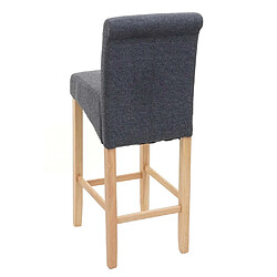 Mendler 2x tabouret de bar HWC-C33, tabouret de comptoir, bois ~ gris foncé, pieds clairs, tissu/textile pas cher