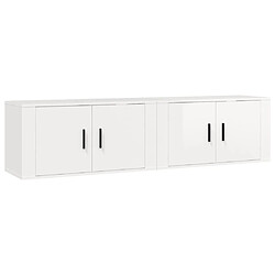 Maison Chic Lot de 2 Meubles TV muraux Banc TV suspendus pour salon blanc brillant 80x34,5x40 cm -MN67775