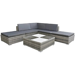 Maison Chic Salon de jardin 6 pcs + coussins - Mobilier/Meubles de jardin - Table et chaises d'extérieur Résine tressée Gris -MN57931