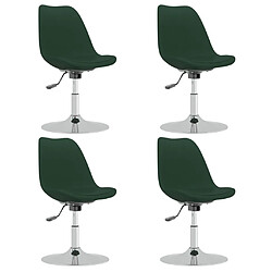 vidaXL Chaises pivotantes à manger lot de 4 vert foncé tissu