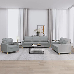 Maison Chic Ensemble de canapés 3 pcs avec coussins, Canapé droit Sofa pour Salon Gris clair Tissu -GKD451891