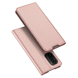 etui type bibliotheque dux ducis skin pro pour xiaomi redmi k40 pro+ / k40 pro / k40 / poco f3 rose