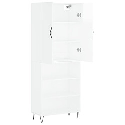 Avis vidaXL Buffet haut Blanc brillant 69,5x34x180 cm Bois d'ingénierie